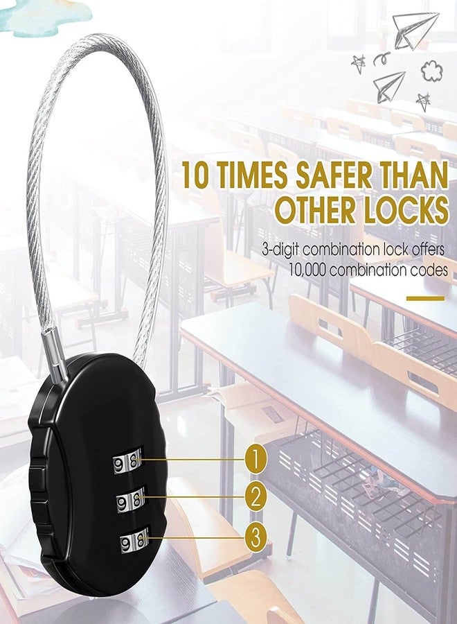 ALLNEWELOOK Combination Lock, 3 Digit Combination Padlock, 4 Pieces Outdoor Waterproof Padlock for School, Gym, Fence, Gate, Case, Employee Hasp (4 Piece Code Lock Black) - Image 2