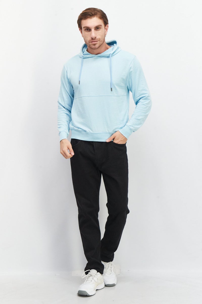 Sovereign Code Men Hood With Drawstring Plain Hoodie, Turquoise - Image 4