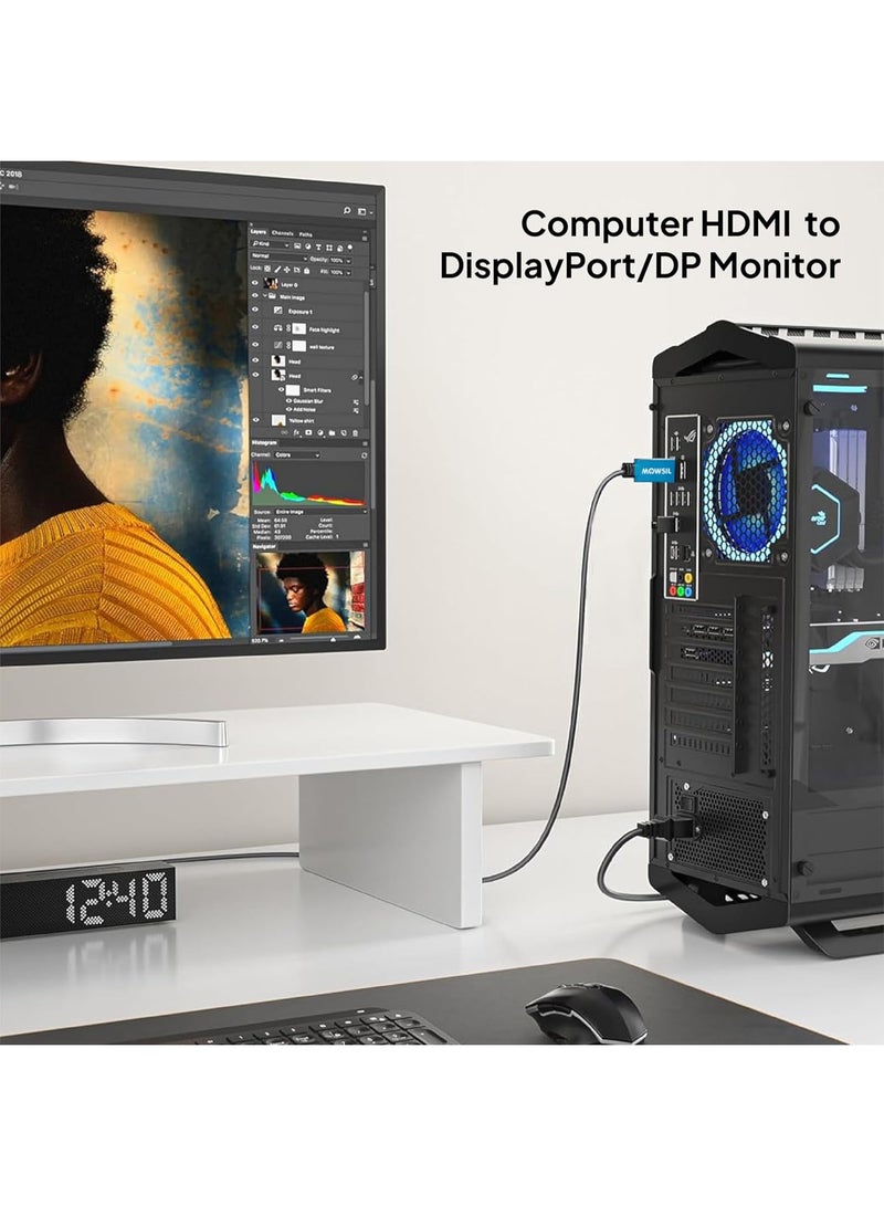 Mowsil HDMI to DisplayPort Cable 2M, 4K@60Hz - Image 2