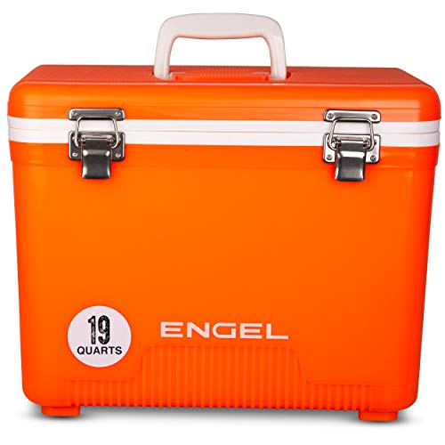 Engel UC19 19qt LeakProof Air Tight Drybox Cooler and Small Hard Shell Lunchbox for Men and Women in Orange HighVisibility