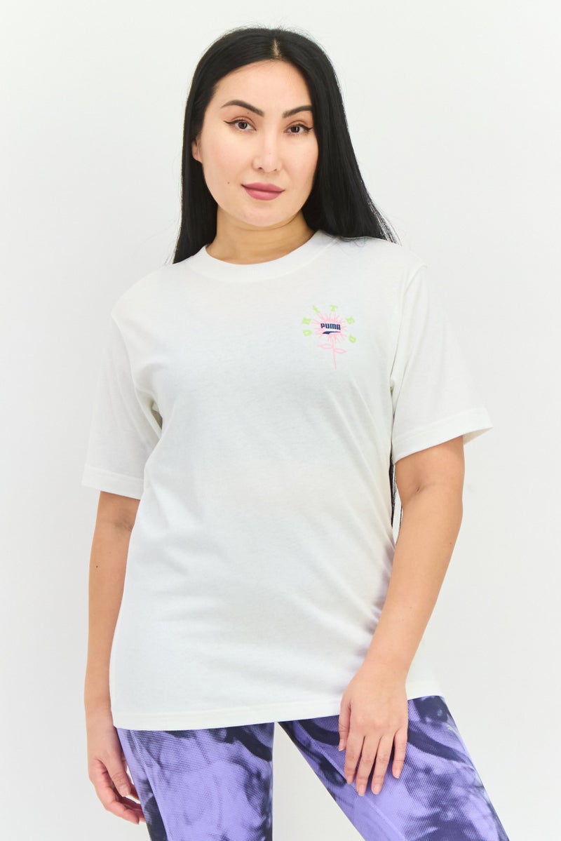 PUMA تي شيرت رياضي نسائي قصير الأكمام في الهواء الطلق، أبيض - Image 1