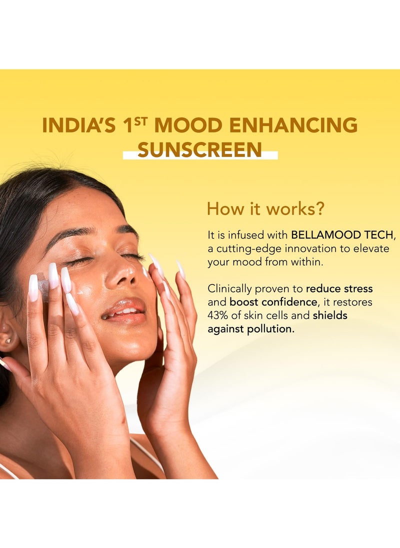 BELLAVITA SPF 50, Mood Enhancing Sunscreen, PA++++, Non-Greasy, No White Cast | Broad Spectrum & UVA+UVB Protection - 50 ML  - Image 2