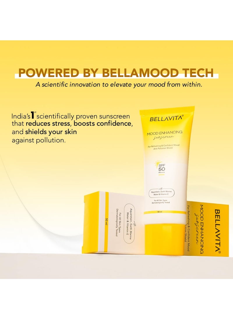 BELLAVITA SPF 50, Mood Enhancing Sunscreen, PA++++, Non-Greasy, No White Cast | Broad Spectrum & UVA+UVB Protection - 50 ML  - Image 5