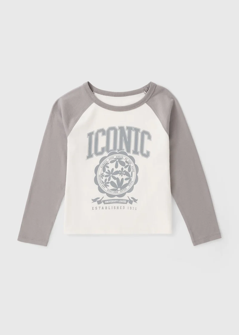 ماتلان Girls Grey Iconic Ringer Top