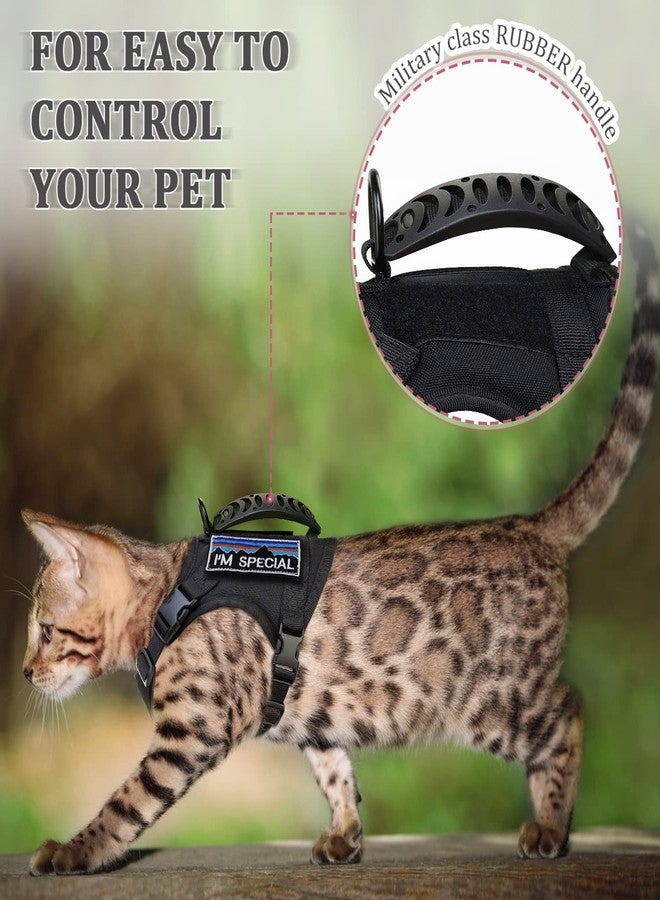 nanappice Tactical Cat Harness for Walking Escape Proof,Adjustable Pet Vest Harness,Soft Mesh Padding Large Cat,Small Dog with Quick-Release Buckle and Rubber Handle - Image 5