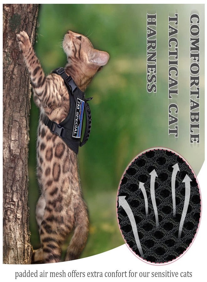 nanappice Tactical Cat Harness for Walking Escape Proof,Adjustable Pet Vest Harness,Soft Mesh Padding Large Cat,Small Dog with Quick-Release Buckle and Rubber Handle - Image 4