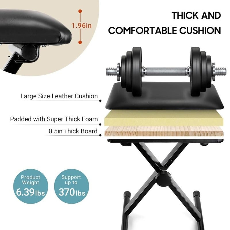 Mocking Bird Keyboard Stand, Sustain Pedal and Piano Bench,7 Adjustable Heights Double-X Keyboard Stand, Portable Keyboard Piano Stand with Locking Straps Fits for 54-88 Key Digital,Electric Pianos - Image 4