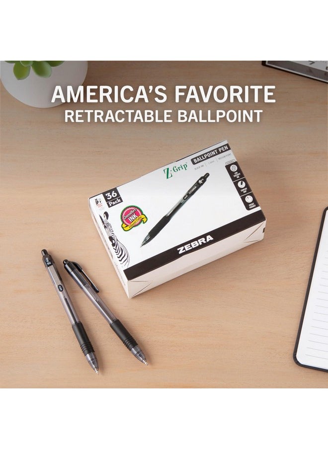 Zebra Pen Zebra Pen Z-Grip Retractable Ballpoint Pen, Medium Point, 1.0mm, Black Ink, 36-Pack  - Image 2