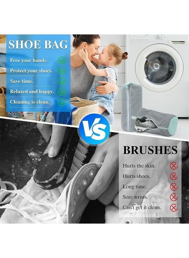 Shoe Washing Bag for Washing Machine, 2 Pack Portable Shoe Care Bag Shoe Bag Washing Machine, Deep Cleaning Shoe Bag, Reusable Shoe Washing Bag for All Shoe Types and Sizes(Gray) - Image 3