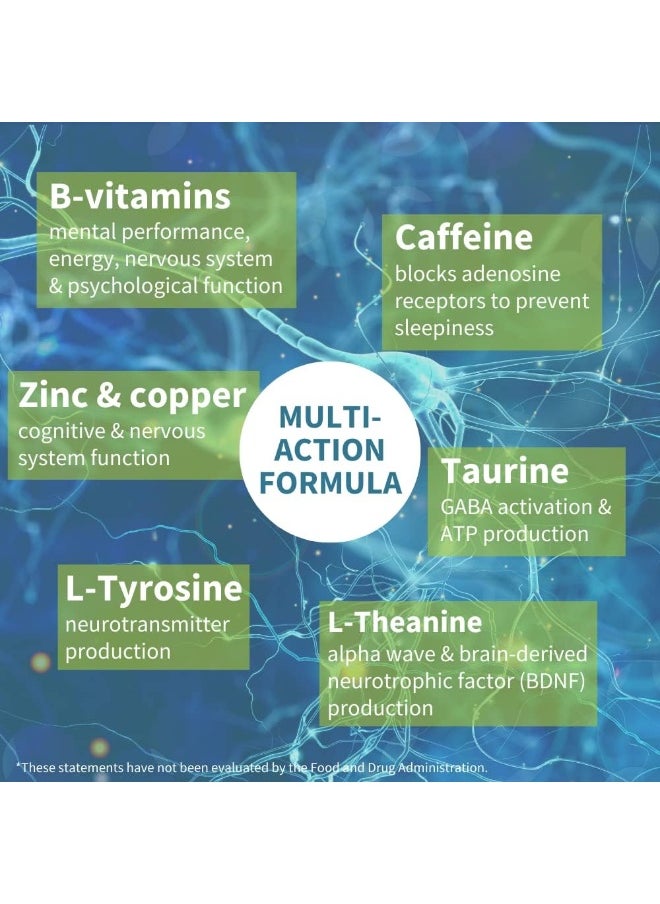 Pure And Essential Focus Comprehensive Nootropic, 200Mg Caffeine, L-Theanine, Taurine, L-Tyrosine, B-Vitamins, Non-Gmo, Brain Booster And Cognitive Performance, Fast Acting & Non Jittery, 60 Capsules