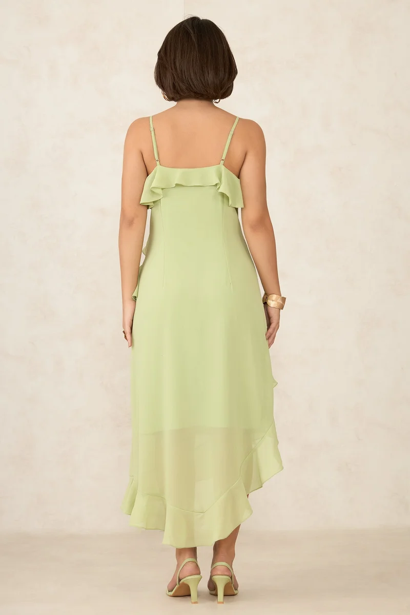 فيرجيو Georgette Ruffle Brunchwear Detailed Midi Dresses for Women
