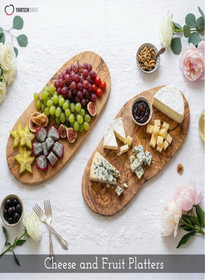 Thirteen Chefs Olive Wood Cutting Board – Large 16 x 8 Inch for Charcuterie, Cheese -Wooden Serving Tray with Rustic Edge - Image 3