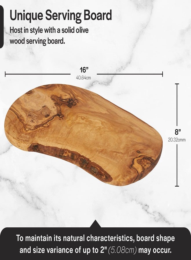 Thirteen Chefs Olive Wood Cutting Board – Large 16 x 8 Inch for Charcuterie, Cheese -Wooden Serving Tray with Rustic Edge - Image 4
