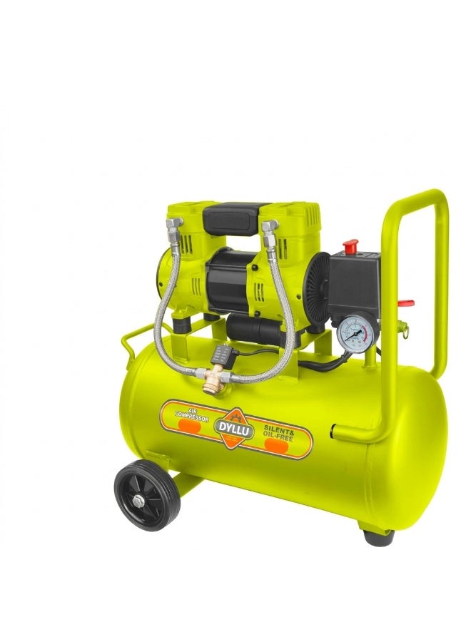 DYLLU 24L Silent Oil-Free Air Compressor, 1.5HP (1.1kW), 8 Bar Portable Electric Compressor with Wheels for Home & Workshop - Image 2