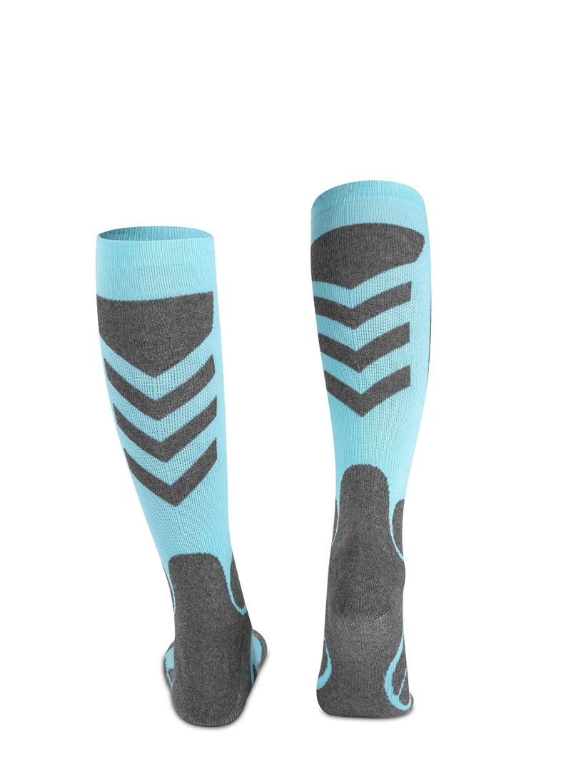 SYOSI Women's Ski Socks for Skiing Snowboarding Outdoor Sports 2 Pack Winter Performance Socks Pink Blue  - Image 2