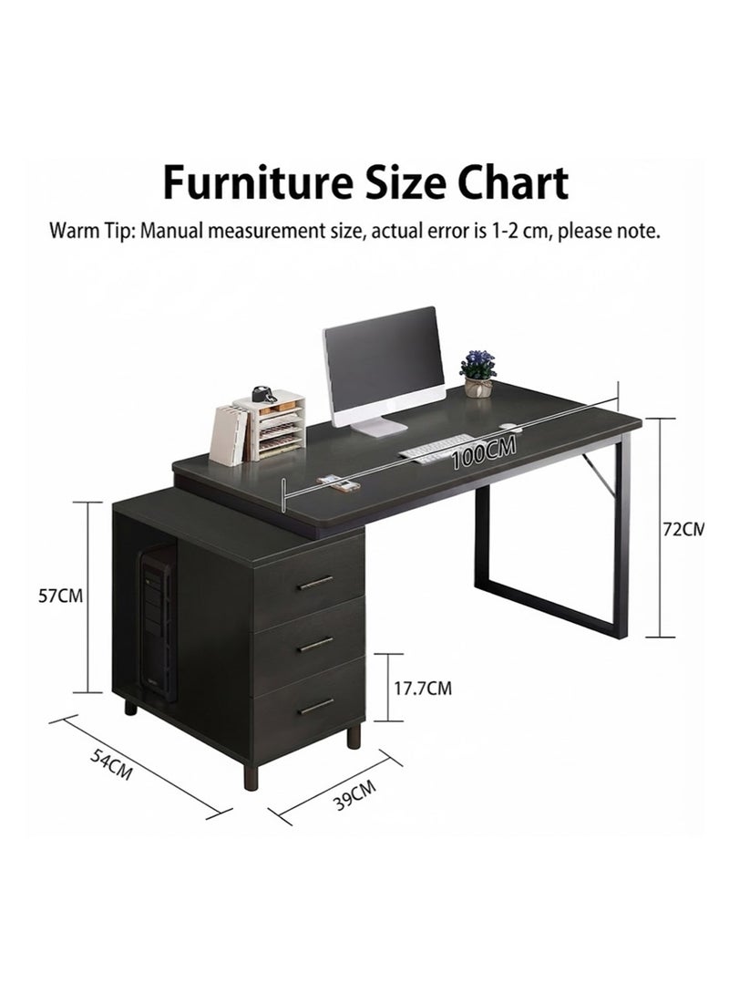 keke Multifunctional Computer Workstation Desk 100 CM with 3 Drawers for Home Office - Image 4