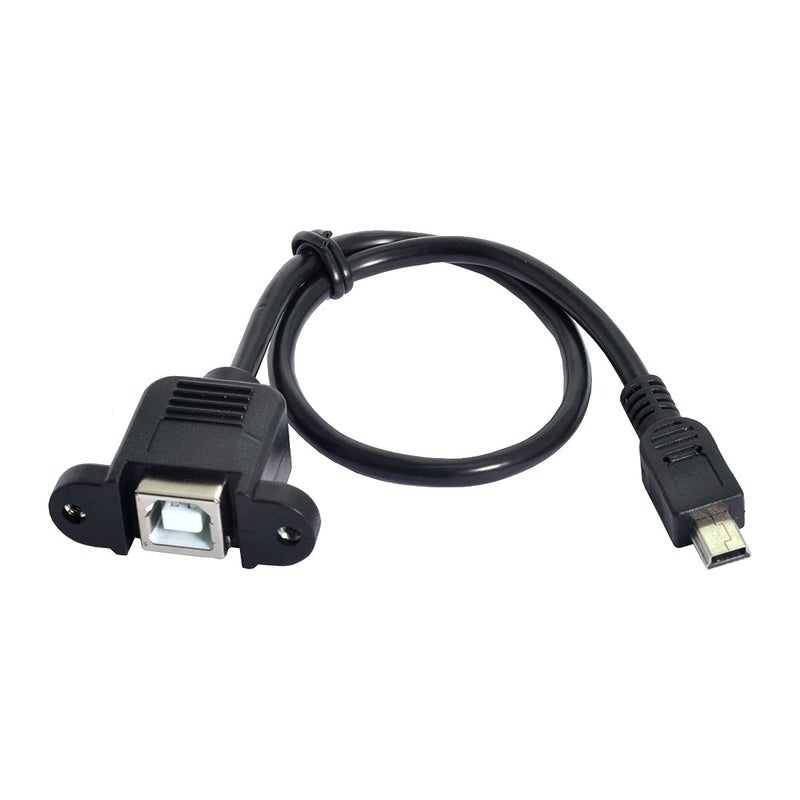Cablecc Mini USB 5Pin Male to USB B Female Panel Mount Cable 20cm with Screws - Image 2