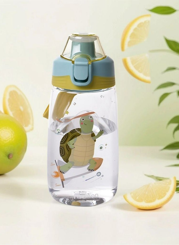 Fissman زجاجة مياه للأطفال خالية من مادة BPA وغير سامة، زجاجة عصير بلاستيكية محلية الصنع، حليب، مشروبات الشوكولاتة الباردة مع غطاء قابل للطي مانع للتسرب، 500 مل - Image 1