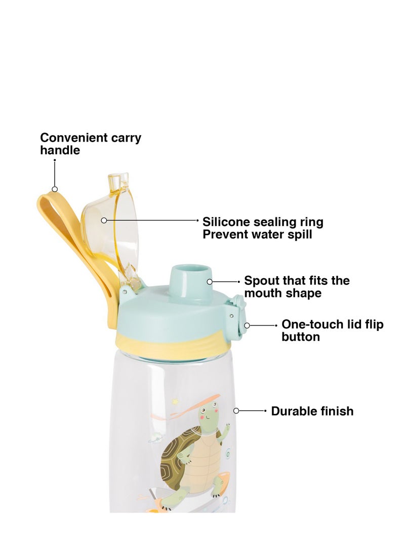 Fissman زجاجة مياه للأطفال خالية من مادة BPA وغير سامة، زجاجة عصير بلاستيكية محلية الصنع، حليب، مشروبات الشوكولاتة الباردة مع غطاء قابل للطي مانع للتسرب، 500 مل - Image 4