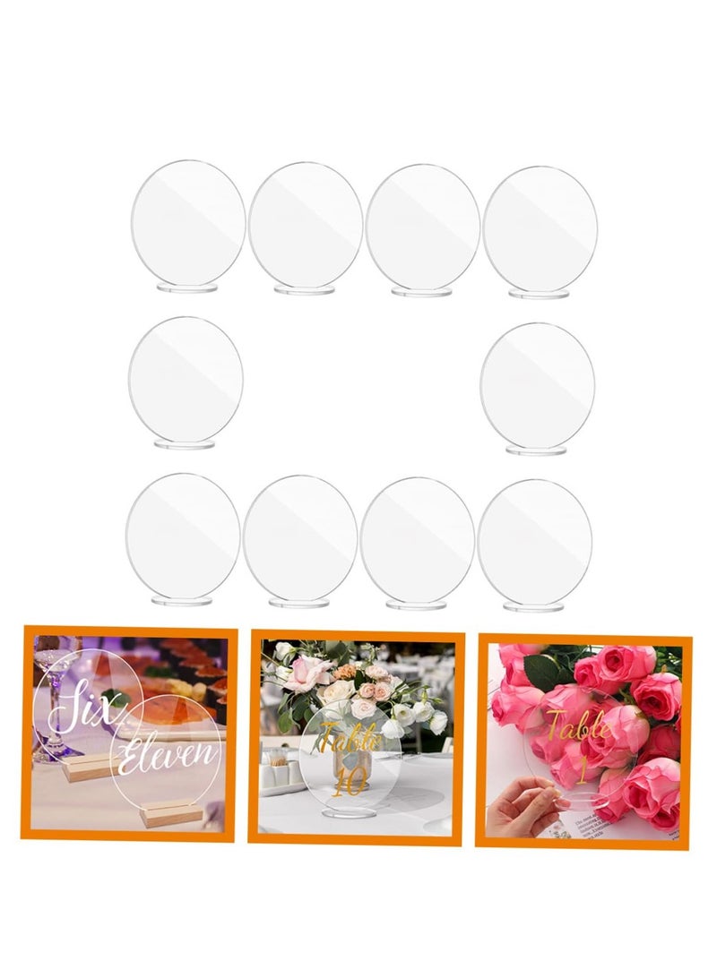 KASTWAVE 10 Pcs Round Acrylic Table Place Cards, Blank Seating Name Cards for Dining Room, Wedding Table Number Cards, Elegant Food Label Cards for Events and Parties - Image 1
