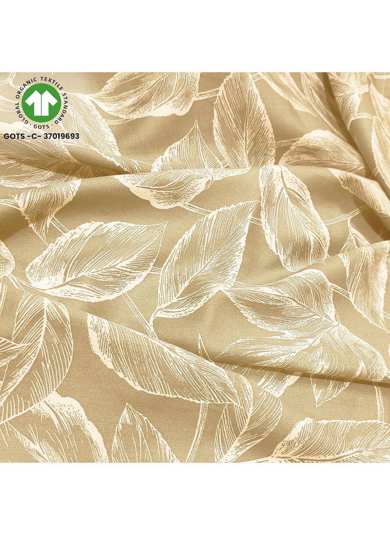 HOMEMONDE HOMEMONDE Premium 210 TC Cotton Bedsheet Single 60 x 90 Inches Leaf Printed Soft Flat Sheet with Single Pillow Cover 18 x 28 Inch Golden  - Image 5