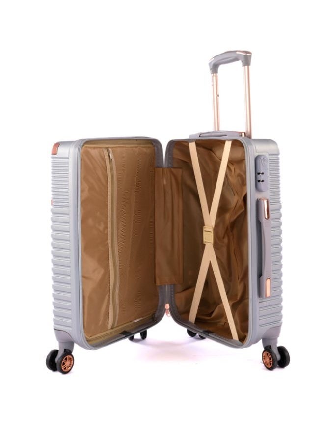 ليمرا - طقم شنط سفر مكون من خمس حقائب أمتعة لون فضي بمقاس 32"/28"/24"/20"/12 انش - Image 1