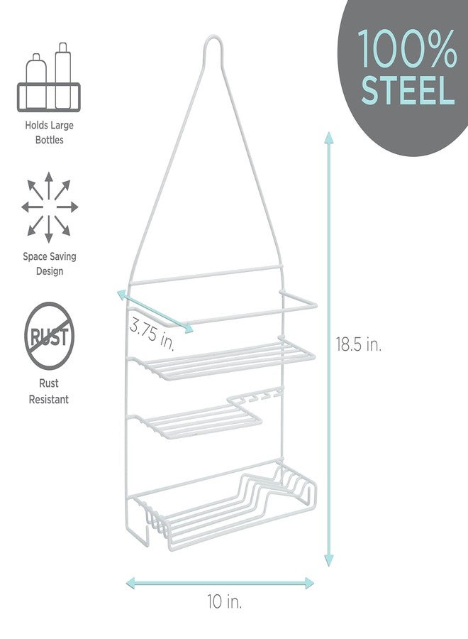 Bath Bliss Shower 3 Tier Shower Caddy | 3 Tier Shelves | Soap Dish Holder | Razor Slots | Wash Cloth Hook | Loofah Hook | White | Rust Resistant | Bathroom Accessories - Image 3