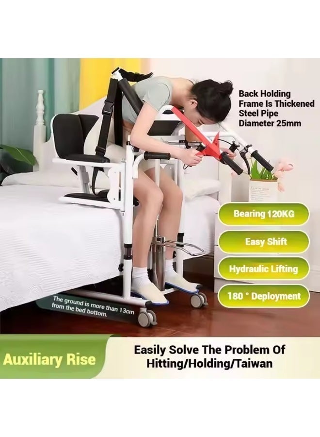 Relax Smart Wheelchair with Patient Lift and Shower Chair – Multifunctional Wheeled Toilet Seat and Bathroom Commode for Elderly - Image 4