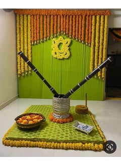 SP SELLPLUS Sellplus Backdrop Setup for Mehndi haldi Marrige Pooja ganpati Home Decoration Combo of Marigold Strings Set 26 