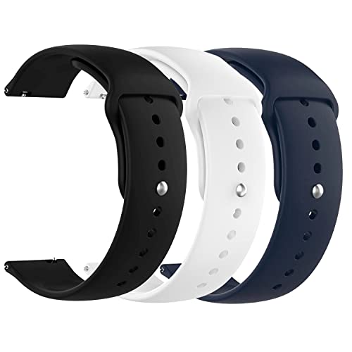 T TECLUSIVE Ultra Luxury Silicone Sports Strap Band Compatible for Mi Watch Revolve Active/Watch Revolve Chrome/S1 Active | Combo Multi Pack of 3 (Black, White, Blue) - Image 1