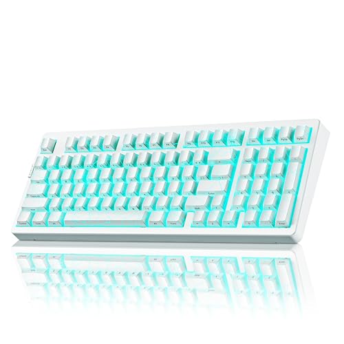 ZORNHER ZH980 Mechanical Keyboard Wireless,95% White Creamy Keyboard with Number Pad,Gaming Keyboard with Number Pad,Shine Through Spider Web PC Keycaps,Creamy Sounding Linear Switches,Full Size - Image 1
