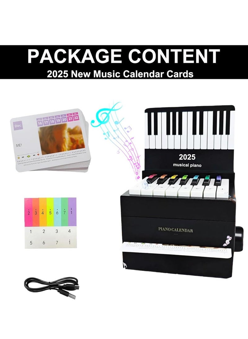 Generic 2025 Piano Calendar Desk Calendar Mini Piano Calendar with 52 Weeks of Sheet Music Playable Mini Piano Calendar with 27 Gift Cards  Black  - Image 3