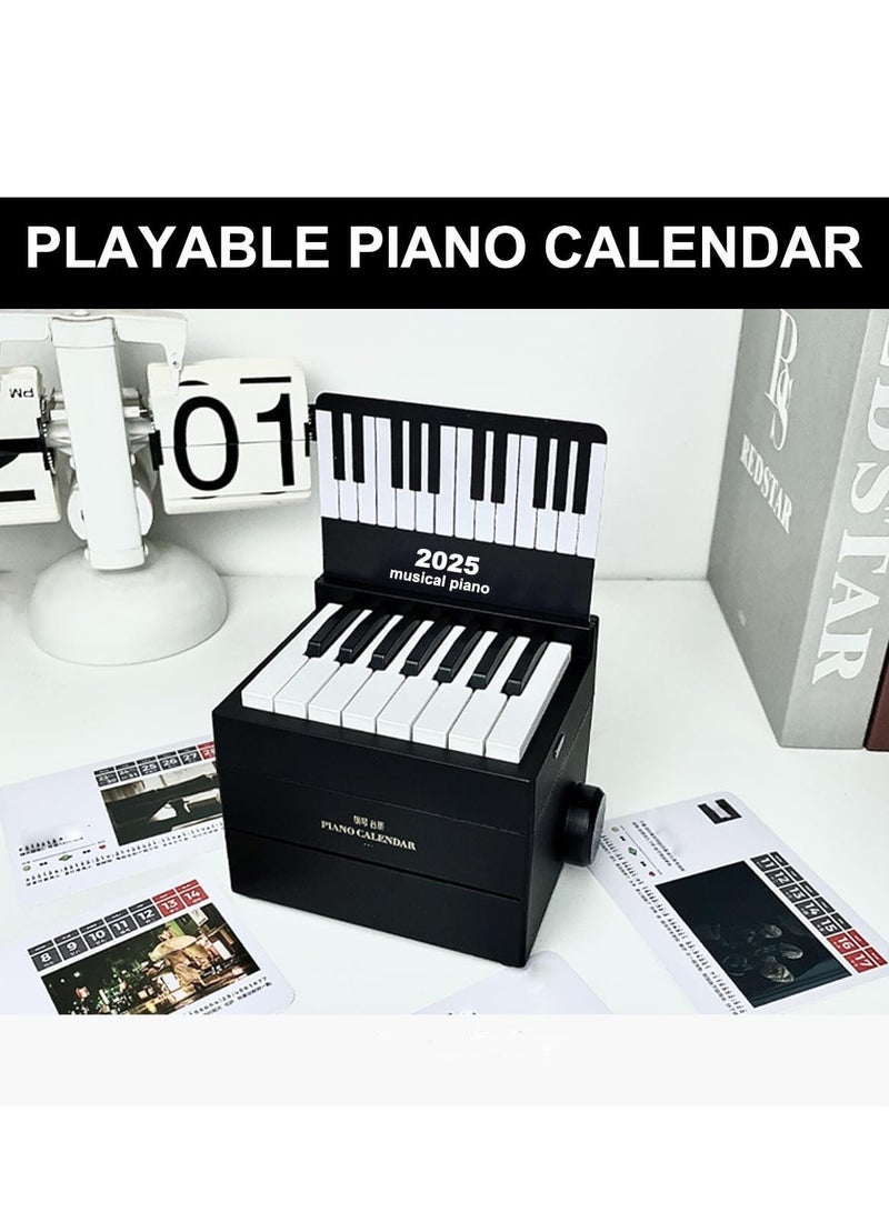 Generic 2025 Piano Calendar Desk Calendar Mini Piano Calendar with 52 Weeks of Sheet Music Playable Mini Piano Calendar with 27 Gift Cards  Black  - Image 4