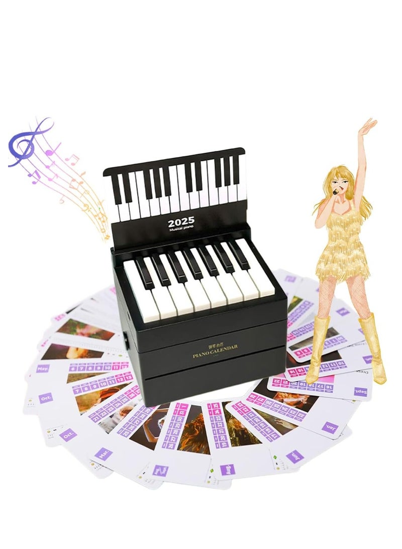 Generic 2025 Piano Calendar Desk Calendar Mini Piano Calendar with 52 Weeks of Sheet Music Playable Mini Piano Calendar with 27 Gift Cards  Black  - Image 1