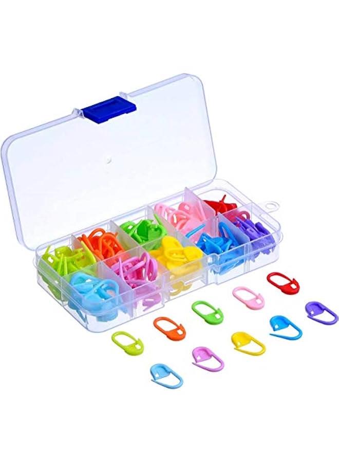 RYNX Colorful Locking Stitch Crochet Markers with Storage Box  Set of 120 Knitting Cli and Safety Pins - Image 1