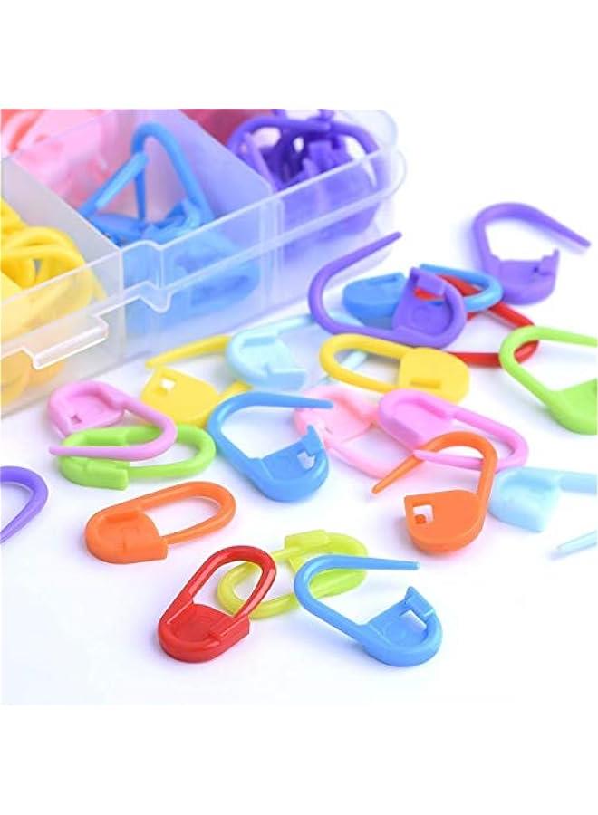 RYNX Colorful Locking Stitch Crochet Markers with Storage Box  Set of 120 Knitting Cli and Safety Pins - Image 2