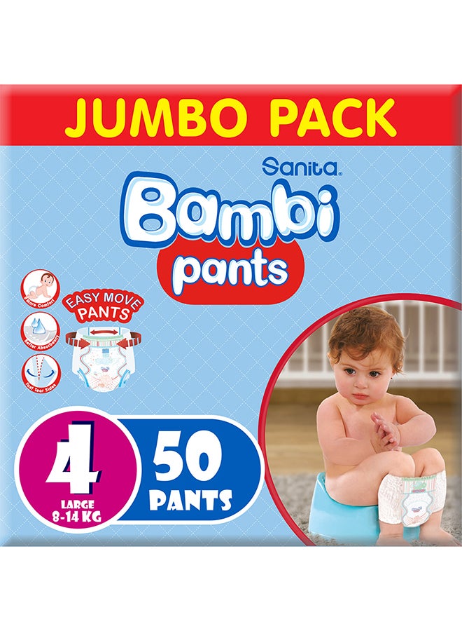 Sanita Bambi Sanita Pants Baby Diapers, Size 4, Large, 8-14 Kg, Jumbo Pack, 50 Pants - Image 2