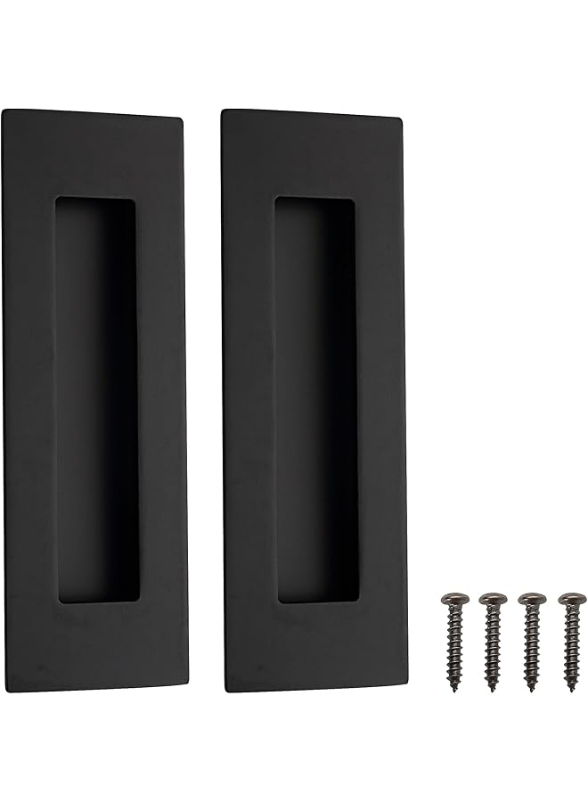 promass 6 Inch Recessed Finger Flush Pulls for Pocket Door Closet Door, Sliding Barn Door Handle, Matte Black Stainless Steel Rectangular Door Pulls Hardware(2 Pack) - Image 1