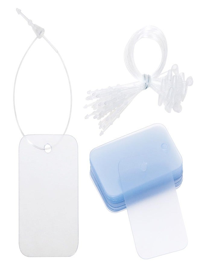 ONLYKXY 30pcs Plastic Blank Gift Tags Rectangle Clothing Tags with String Small Price Name Brand Shipping Label for Pricing Luggage Plant Jewelry Craft Yard Sale Garage Marking Hang Tags (Translucent) - Image 1