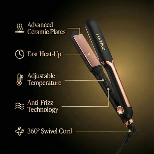 LovHide Professional Hair Straightener for Women | Ceramic Tourmaline Plates | Fast Heating | High Temperature | Suitable for All Hair Types - Image 4
