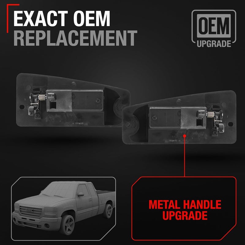 T1A Extended Cab Rear Door Handle Set Compatible with 1999-2007 Chevy Silverado, GMC Sierra - OEM Replacement 15758171 - Metal Upgrade - Image 3