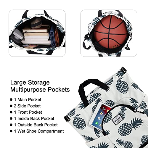 HAWEE Dry Wet Drawstring Backpack with Shoe Compartment for Women and Men Waterproof Yoga String Bag Outdoor Sports Rucksack for Gym/Beach/Swim Pool, Pineapple Green - Image 3
