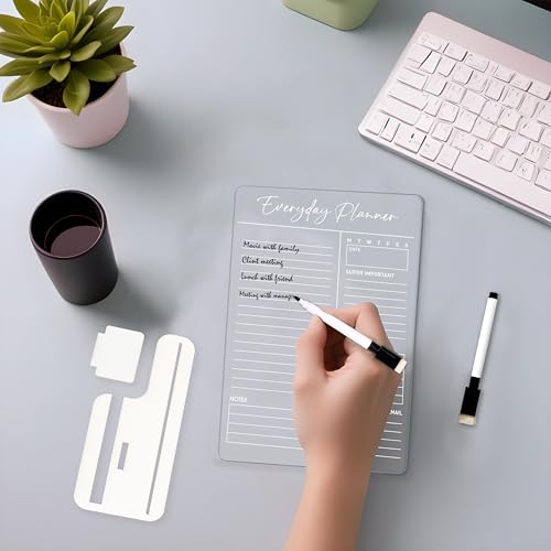 True Flair Trueflair Acrylic Board For Desk (24x16 CM)| Best Planner & Organiser For Enhancing Productivity | White Acrylic Base With Slot For Phone | Including Dry Erase Marker (Everyday Planner, Design 1) - Image 4
