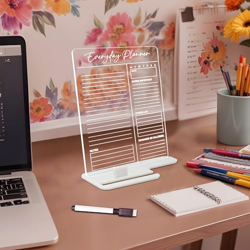 True Flair Trueflair Acrylic Board For Desk (24x16 CM)| Best Planner & Organiser For Enhancing Productivity | White Acrylic Base With Slot For Phone | Including Dry Erase Marker (Everyday Planner, Design 1) - Image 2