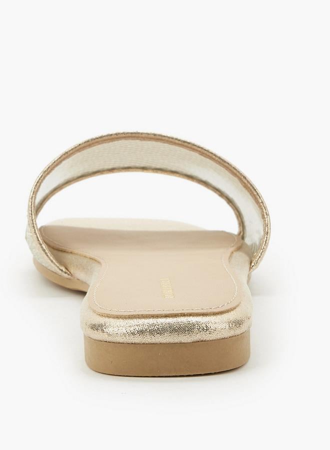 Flora Bella By Shoexpress Women Metallic Flat Sandals Ramadan Collection - Image 5