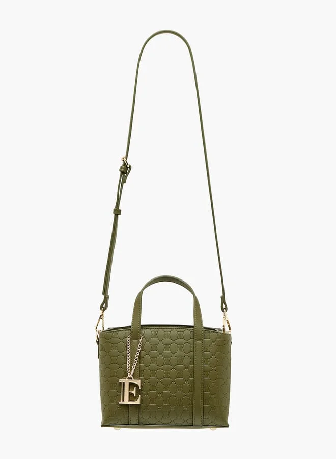 ايل Women Embossed Tote Bag with Double Handle and Zip Closure