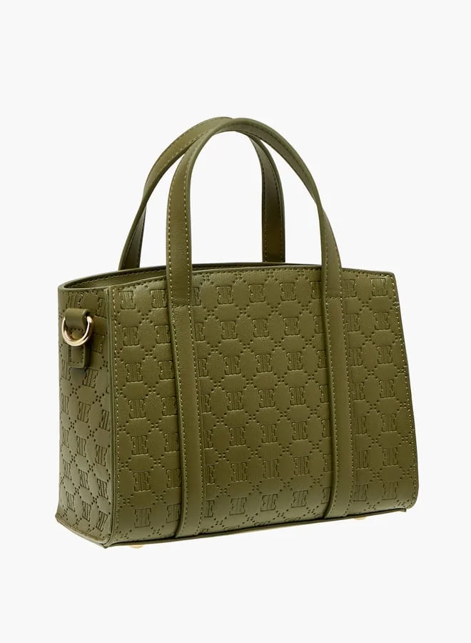 ايل Women Embossed Tote Bag with Double Handle and Zip Closure