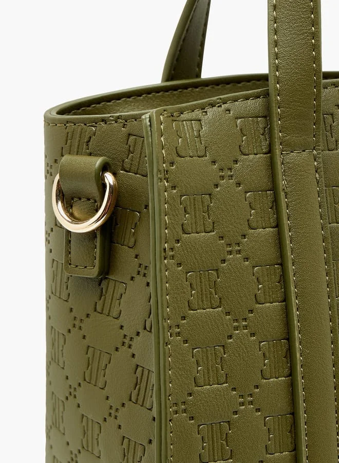 ايل Women Embossed Tote Bag with Double Handle and Zip Closure
