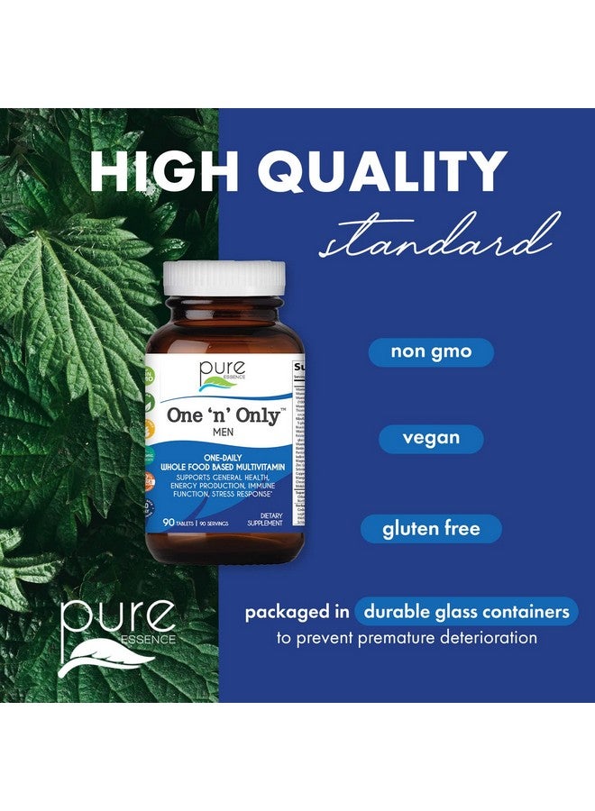 PURE ESSENCE LABS One N Only Multivitamin for Men, Natural One a Day Herbal Supplement with Vitamin D3, B12, and Biotin with Whole Foods, 90 Tablets - Image 5