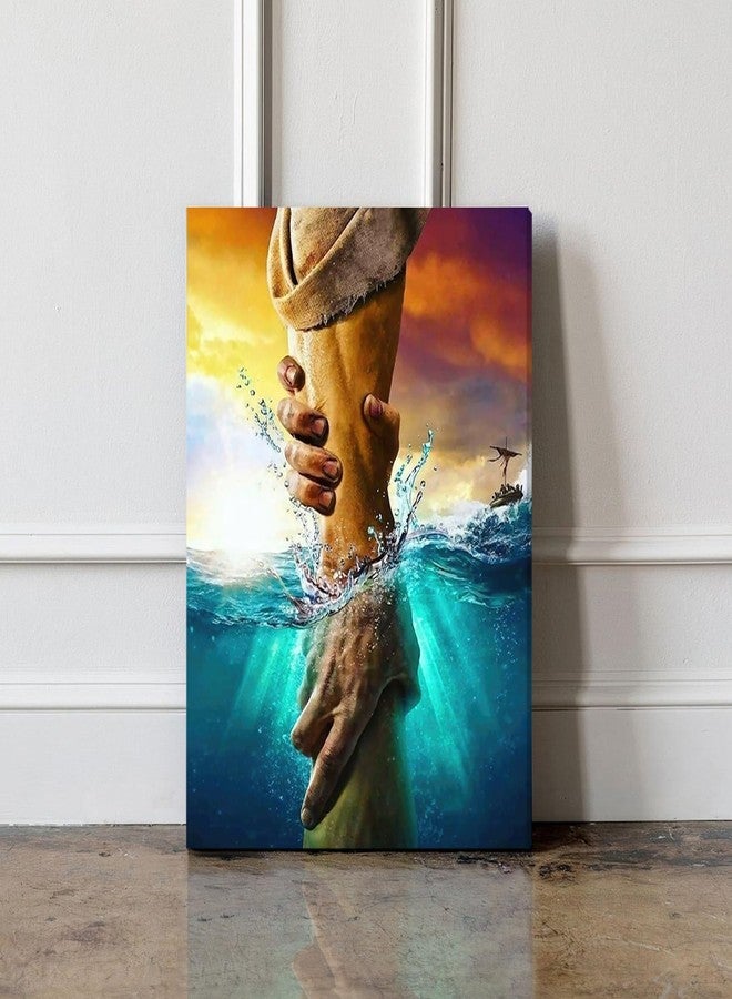 Fantasy Artists Framed Jesus Christ Canvas Wall Art The Hand of God Jesus Reaching Into Water Christian Painting Prints Biblical Wall Decor Religious Room Decor for Church Prayer Room Schools Hospitals 12" x 16" - Image 5